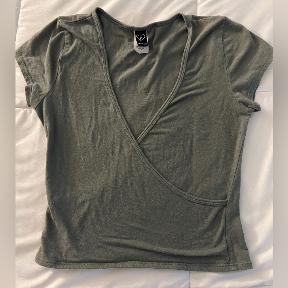 Windsor Sage Green Wrap Blouse